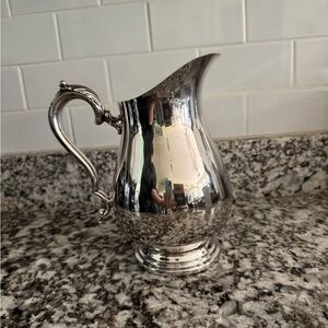 Antique WM Rogers Silverplate Water Pitcher With Handle And Ice Guard/Lip